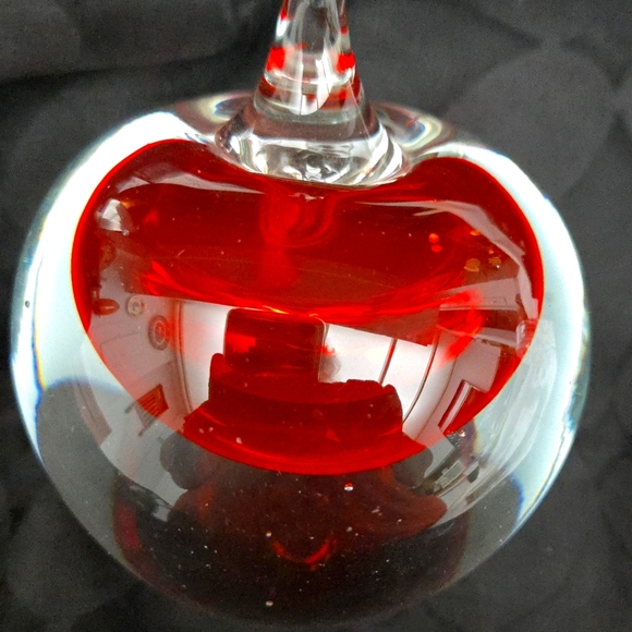 Handblown Crystal Apple Paperweight - Picture 2 of 4
